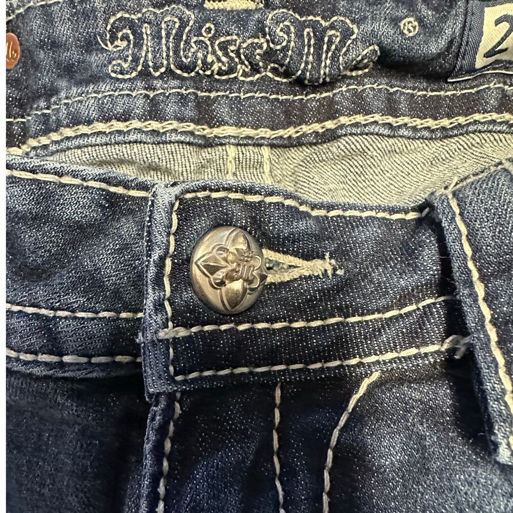 Miss Me Thick Stitch Fleur De Lis Boot Cut Jeans Western Y2K Size 29 - Picture 6 of 12
